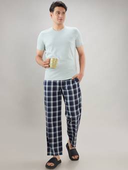 Sleepz by Raymond - Men'S Regular Fit Checks Green T-Shirt with Pyjama