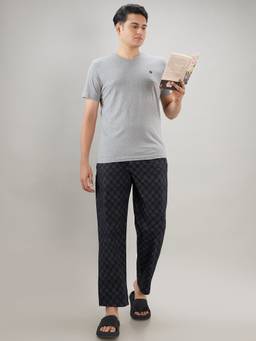 Sleepz by Raymond - Men'S Regular Fit Solid Grey T-Shirt with Pyjama