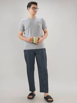 Sleepz by Raymond - Men'S Regular Fit Solid Grey T-Shirt with Pyjama