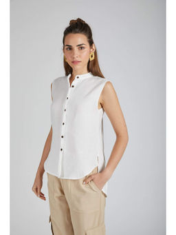 B Label - White Zephyr Sleeveless Shirt for Women