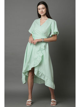 B Label - Mint Green Whirl Wrap Midi Dress for Women (Set of 2)