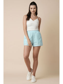 B Label - Light Blue Floater Elastic Shorts for Women