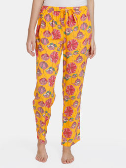 Zivame - Blotched Bloom Woven Pyjama -Solar Power