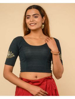 BINDIGASM'S ADVI - Fukro Bajuband Green Embroidered Stitched Blouse