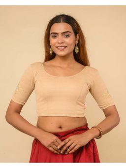 BINDIGASM'S ADVI - Fukro Bajuband Beige Embroidered Stitched Blouse