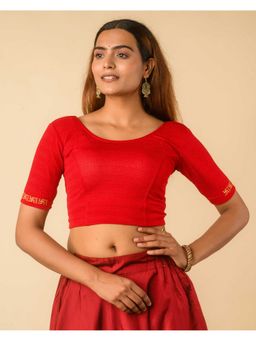 BINDIGASM'S ADVI - Red Swastika Embroidered Stitched Blouse