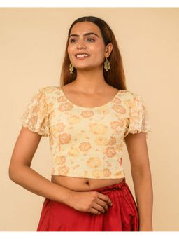 BINDIGASM'S ADVI - Gold Zarina Pigment Butterfly Lace Stitched Blouse