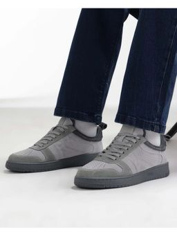 Rare Rabbit - Men Genuine Suede Leather Lace-Up Sneakers - Grey
