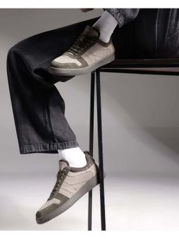 Rare Rabbit - Men Genuine Suede Leather Lace-Up Sneakers - Beige