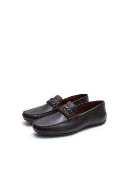 Rare Rabbit - Men Leather With Braided Strap Drivers Loafers - Brown