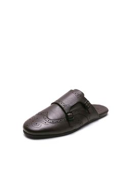 Rare Rabbit - Men Leather Monk Strap Mules - Brown