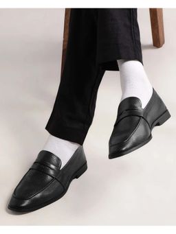 Rare Rabbit - Men Men'S Lucent Black Leather Loafers - Black