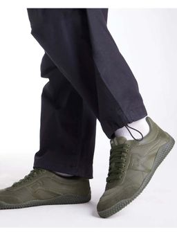 Rare Rabbit - Men Suede Lace-Up Sneakers - Olive
