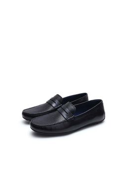 Rare Rabbit - Men Micro-Textured Slip-On Loafers - Black