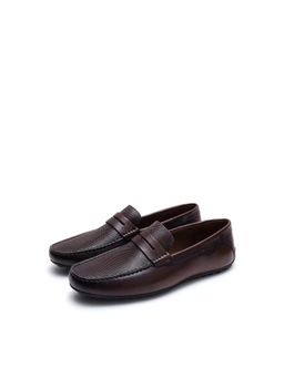Rare Rabbit - Men Micro-Textured Slip-On Loafers - Maroon