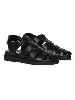 Saint G - Women Black Leather Sandals - Black