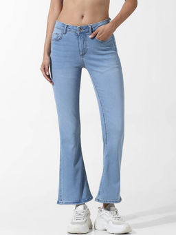 ONLY - Light Blue Mid Rise Flared Jeans