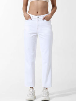 ONLY - White High Rise Emily Straight Fit Jeans