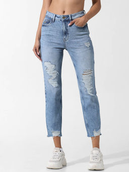 ONLY - Blue High Rise Erin Distressed Jeans