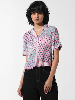 ONLY - Pink Printed Resort Collar Shirt