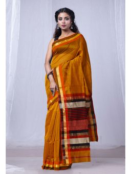 Unnati Silks - Mustard Yellow Pure Handloom Maheshwari Sico Saree with Unstitched Blouse