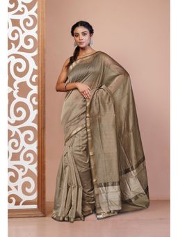Unnati Silks - Beige Pure Handloom Maheshwari Sico Saree without Blouse