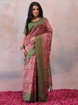 Sareemall - Maroon Embroidered Saree with Unstitched Blouse