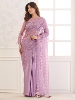 Sareemall - Lavender Embellished/Sequined Saree with Unstitched Blouse