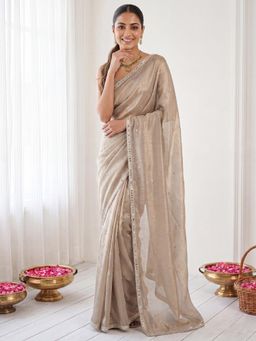 Sareemall - Metallic Embellished/Sequined Saree with Unstitched Blouse