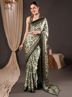 Sareemall - Green Printed Saree with Unstitched Blouse