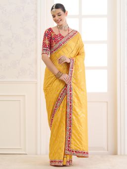 Sareemall - Yellow Embellished/Sequined Saree with Unstitched Blouse