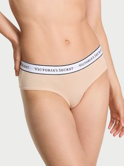 Victoria's Secret - Beige Cotton Logo Cheeky Hipster Panty