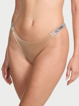Victoria's Secret - Beige Very Sexy Logo Shine Strap Brazilian Thong Panty