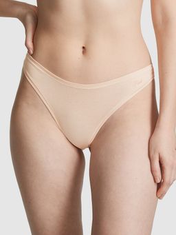 Victoria's Secret - Beige Cotton High-Leg Thong Panty