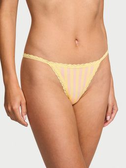 Victoria's Secret - Yellow The Lacie Lace-Trim Cotton V-String Thong Panty