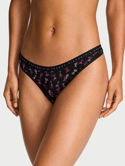 Victoria's Secret - Black Stretch Cotton High-Leg Scoop Thong Panty