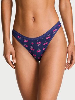 Victoria's Secret - Navy Blue Stretch Cotton High-Leg Scoop Thong Panty