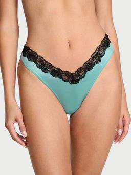Victoria's Secret - Green Very Sexy Lace-Trim High-Leg Thong Panty