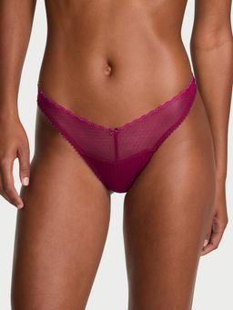 Victoria's Secret - Magenta Stretch Pointelle High-Leg Scoop Thong Panty