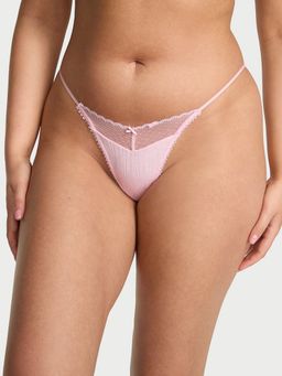 Victoria's Secret - Pink Stretch Pointelle V-String Thong Panty
