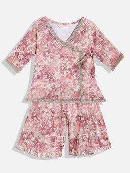 Readiprint - A Line Cotton Fabric Mauve Printed Kurti, Sharara (Set of 2)