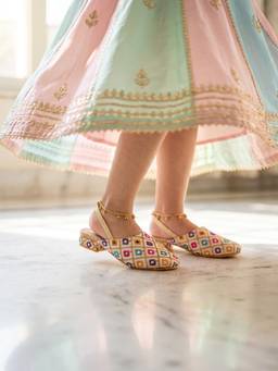 Lil Pitaara - Multi-Color Embellished Zari Jutti Sandals