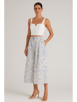 Cider - Square Neck Solid Crop Tank Top With High Rise Abstract Knotted Wide Leg Trousers