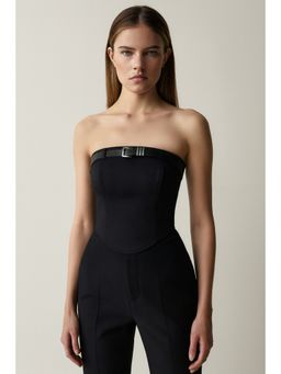 Cider - Belted Zipper Up Crop Tube Top