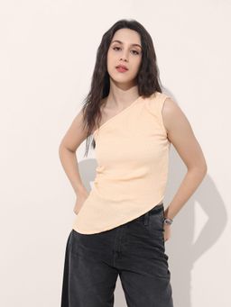 Freehand - Fitted Textured One Shoulder Asymmetrical Top