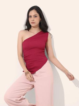 Freehand - Fitted Textured One Shoulder Asymmetrical Top