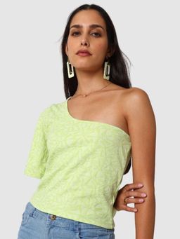 Freehand - Fitted Textured Asymmetrical One Shoulder Top
