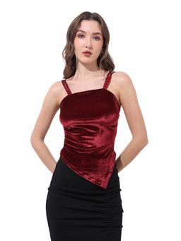 Freehand - Red Fitted Strappy Asymmetric Top