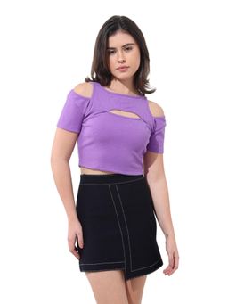 Freehand - Purple Solid Cut Out Crop Top