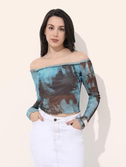 Freehand - Off Shoulder Tie and Dye Crop Top